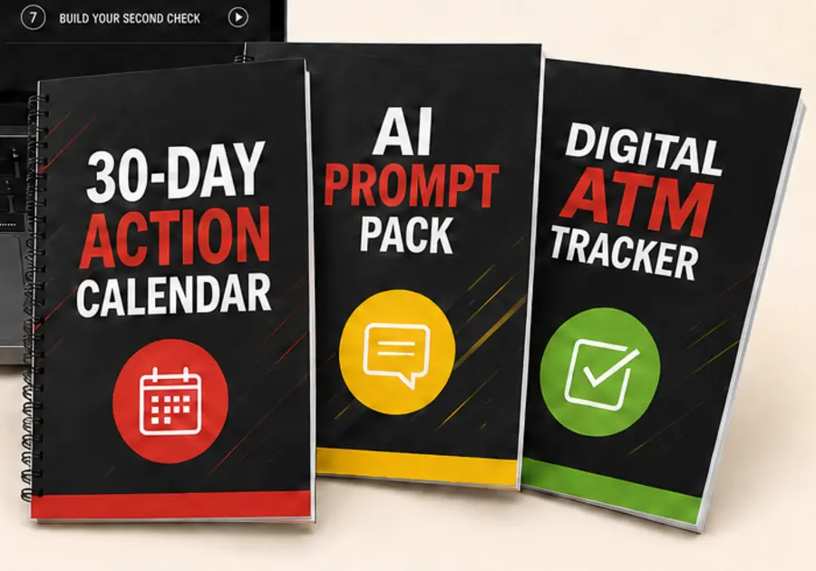 Digital ATM downloadable action calendar, AI prompt pack, and tracking workbook