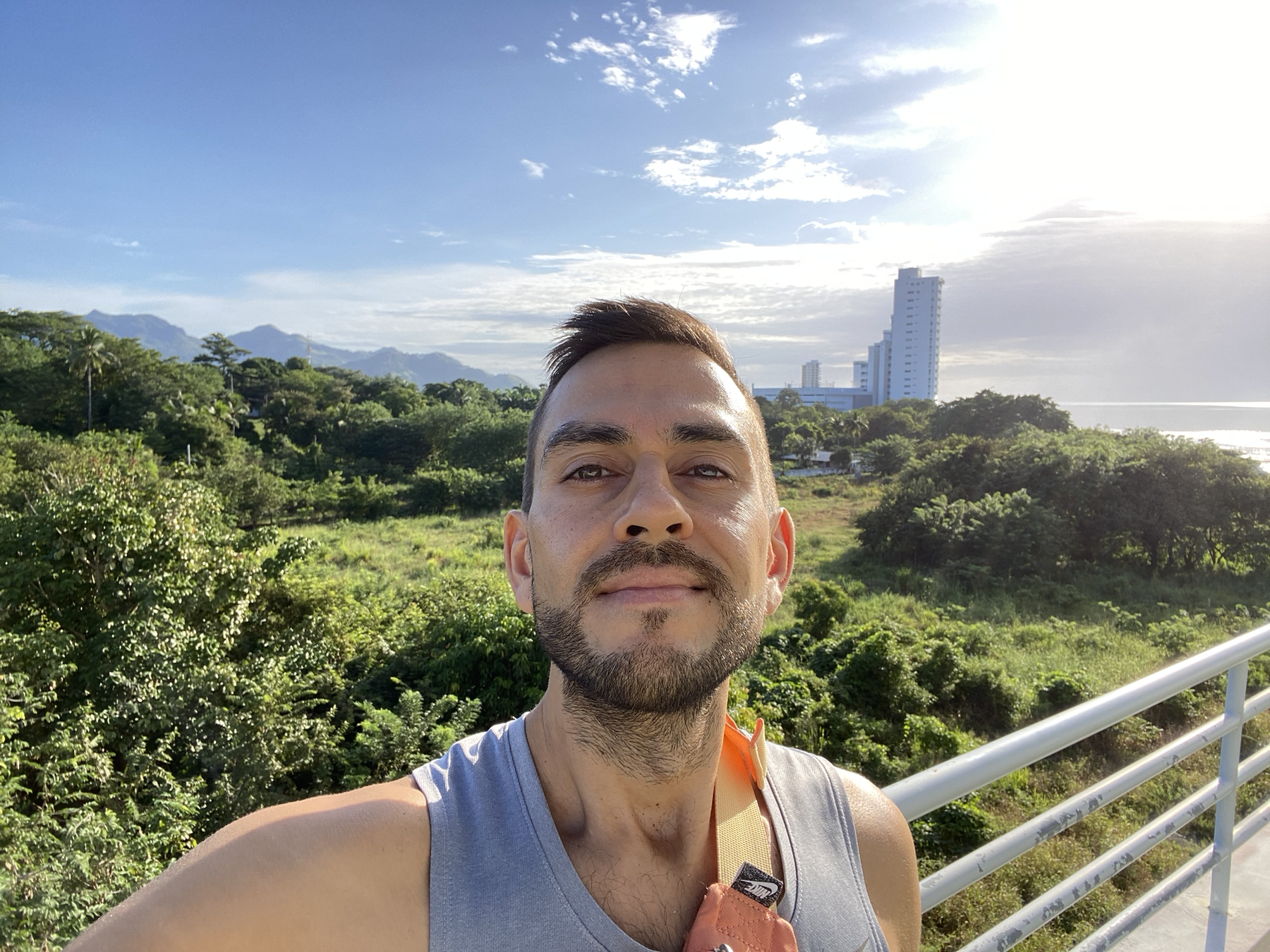 Sean Ali in Panama looking over the city and ocean